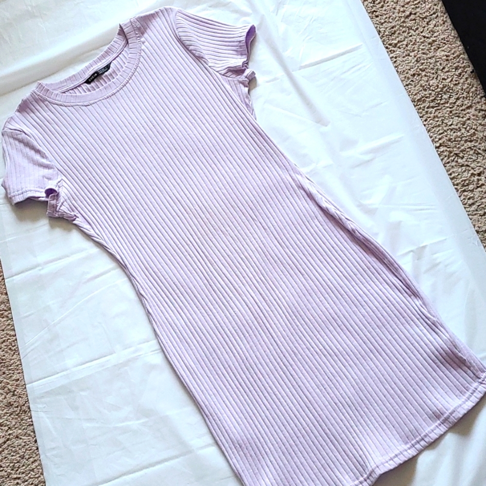 Solid rib knit dress